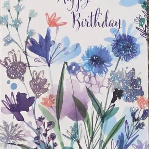 blue flowers birthday card